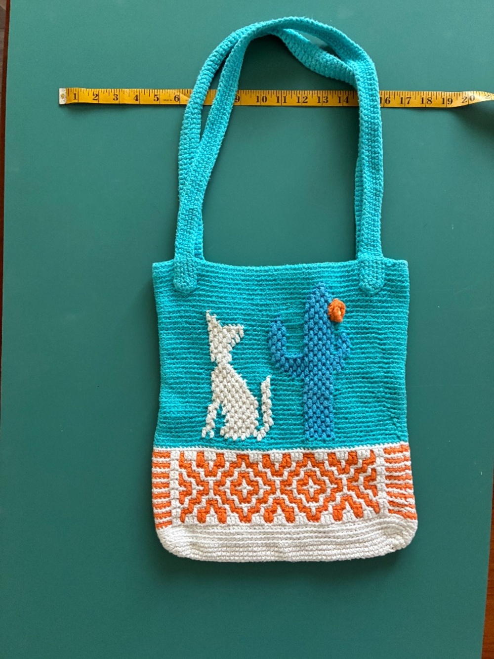 Coyote and Cactus Crocheted Tote Bag